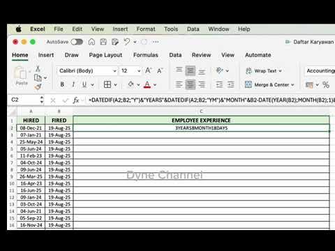 Boost Your HR Analytics: Calculate Employee Experience with a Single Excel Formula