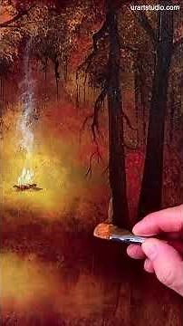 How to paint camp fire | Easy Acrylic Painting Techniques | Oval Brush Art #landscapeart