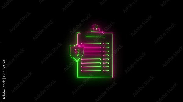locked document file with a lock sign neon icon. Simple thin line, outline vector of web, minimalistic icons for website or mobile application