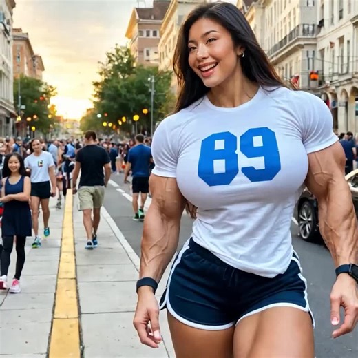 Fbb Growth on Instagram: "Strutting through the city, her sculpted arms flexing in that teasing 69 tee, towering over the crowd like a goddess ready to claim her throne. 😏 Imagine being swept up in her powerful embrace. Discover more urban muscle adventures at FBBGrowth.com. What's your ultimate street encounter fantasy with a muscle queen? Tell us below! #FemaleBodybuilding #FBB #MuscleTease #Giantess #Bodybuilding #FemaleMuscle #StrengthGoals #UrbanFitness #MuscleFantasy #PowerfulWomen"
