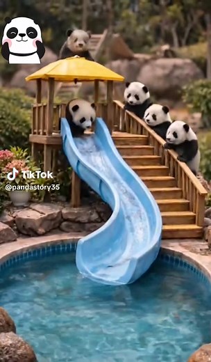 Panda 🐼 in water slide 💦 #fyp #trending