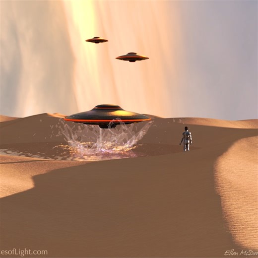 Ellen McDonough on Instagram: "🛸Departure In an alien world, underwater spaceships shoot up in succession out of a pond that is deceptively deeper than it appears... *** More like this at http://PlacesofLight.com Follow on Facebook: https://www.facebook.com/PlacesofLight #digitalart #alien #scifiart #ufo"