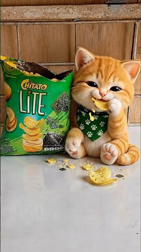 Cute Kitten Eating Chips 😻 Crunchy ASMR You Can’t Stop Watching! #cat