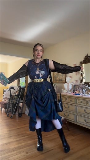 Styling my #scarletdarkness plaid skirt for a #howlsmovingcastle inspired look. This is OVERT with the reference but honestly I love it. Shared by @sarahjamesmiddleton #ottd #springvibes #trendingfashion #viral_video #scarletdarkness | Scarlet Darkness Brand