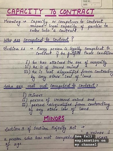 Capacity to contract || contractual capacity of parties || Indian contract act 1872