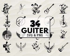 Guitar SVG PNG Bundle, Musical Instrument Silhouette Clipart (digital Download) - Etsy