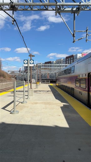 Amtrak and MBTA Departing Providence at the Same Time