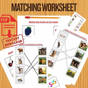 Fruit Taste Matching Worksheet | Printable Preschool Activity | Sweet and Sour Fruits Game | Early Learning PDF for Kids | Classroom - Etsy
