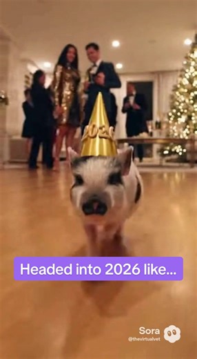When it’s New Year’s Eve and the pig is partying… good thing The Virtual Vet covers all pets, even on holidays 💜🥂🐾 #petsoftiktok #petpig #petcaretips #cutepig