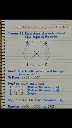 CLASS IX MATH ALL THEOREMS CHAPTER CIRCLE
