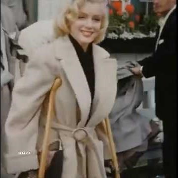 Rare colour footage of Marilyn Monroe on crutches in Canada 1953, ankle injury, No sound