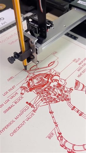 Drawscape on Instagram: "🚀 Explore the intricate beauty of the Saturn V's First Stage Rocketdyne F1 Engine, meticulously captured in this pen plotter art. Crafted with precision using Sakura Gelly Roll (White) pens, this piece brings aerospace engineering to life through art. Discover more at https://www.drawscape.io #penplotter #plotterart #blueprintart #aerospaceart #engineeringart"
