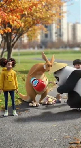 Epic Skateboard & Boxing Battle! Panda vs. Kangaroo! #Shorts #Funny