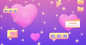 Animated Retro Digital Love Icons Background