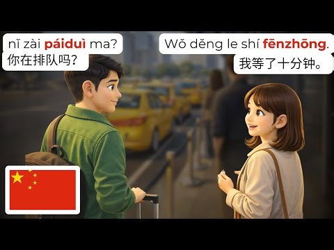 🇨🇳 Learning Chinese Queue Etiquette – 15 Practical HSK 1–2 Beginner Dialogues