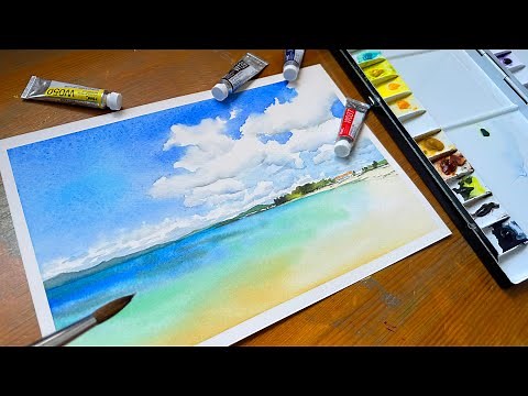 【水彩画】海の描き方全プロセス【初心者も安心】夏休みの宿題にも！