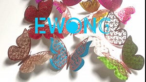Ewong 3D Butterfly Wall Decoration, 12PCS Double Layer Butterfly Decor Removable Mural Stickers, Butterfly Wall Decal Party Cake Wedding Home Room Office DIY Gift Decorative (Rosegold and Colorful)