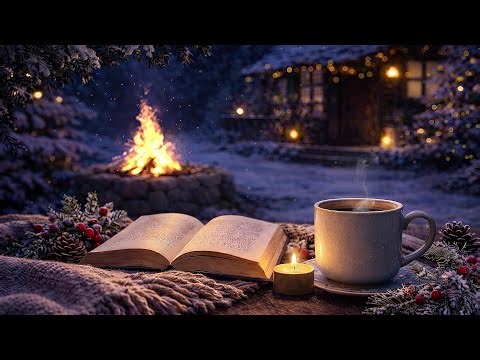 Cozy Winter Night Ambience 🔥☕️ Warm Fireplace for Relaxation