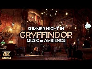 Summer Night in the Gryffindor Common Room | Cozy Hogwarts Legacy Ambience for Study & Sleep (4K)