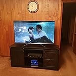 Farmhouse TV Stand for 65/60/55 Inch Tvs, Rustic Entertainment Center with Storage Cabinets & Sliding Barn Doors, Modern Media Console Table, Wood Television Furniture for Living Room, Bedroom, Grey