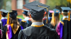 University Graduation Ceremony with Group of Students in Caps and Gowns Celebrating Academic Achievement, 4K Video Footage of Graduate Celebration