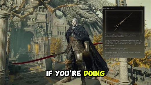 Grab the Bolt of Gransax before progressing past the capital! #boltOfGransax #eldenring #missableweapon #roadtoplatinum #eldenringtips