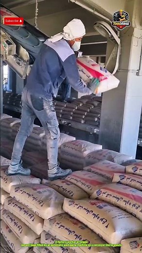 Cement Packaging Process in Factory Using Automatic Machine #constructionindustry
