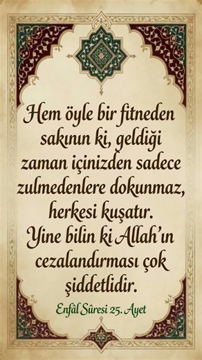Azap Sadece Zulmedeni Vurmaz! | Enfâl Sûresi 25. Ayet #ayet #meal #azap