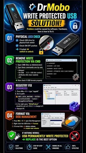 Fix Write Protected USB | Remove Write Protection CMD #WriteProtectedUSB #RemoveWriteProtection