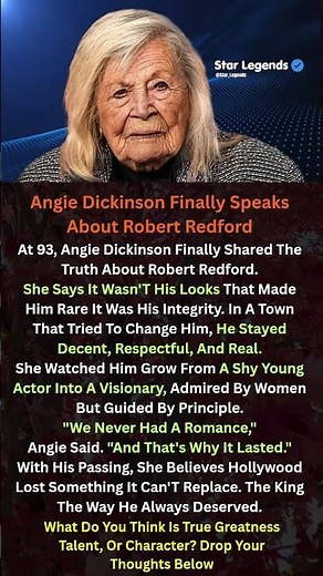 Angie Dickinson, 93, Reveals Why Robert Redford Was Different