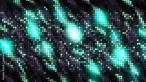 Beautiful background with sparkling wavy pixels. Motion. Pixel image of moving color waves with bright sheen. Bright shine on waves in pixel format