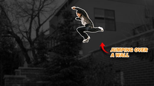 Parkour trick jumping into a wall