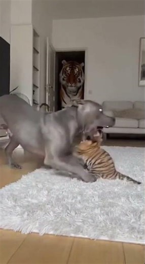 Protective Dog RAGES When Baby Tiger Tries to Grab the Remote! 😳 Remote War!