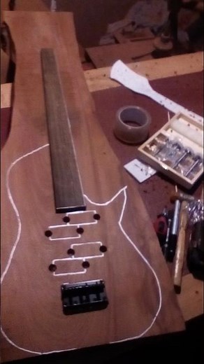 Building bass guitar #bassguitar #woodworking #luthier #bassbuild #blackmetal #wood