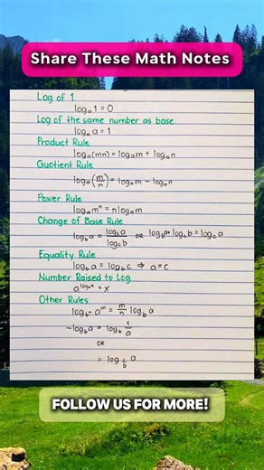 15K views · 154 reactions | Logarithms Math Notes | Math Notes | Facebook