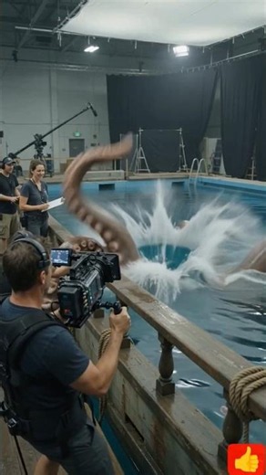 8 arms, 12 crew members, 1 terrifying scen #BehindTheScenes #OctopusAttack #viralshorts #Reels