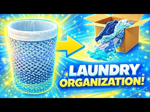 DIY laundry basket / Old clothes and cardboard reuse / Simple hacks / Rope basket