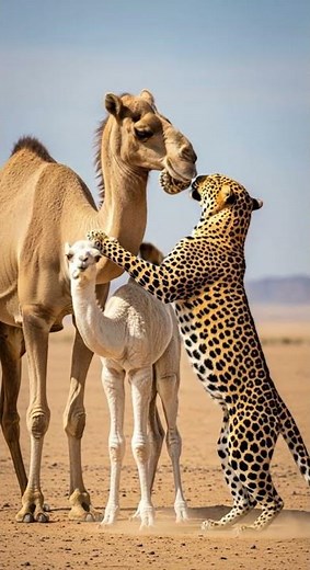 Will the camel successfully fight back in this epic desert showdown