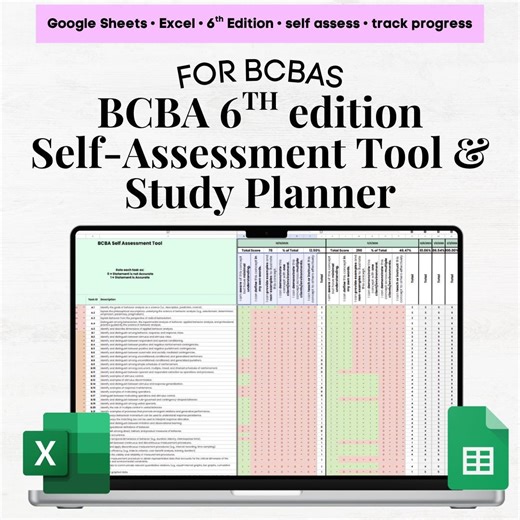 BCBA 6th Edition Task List Self Assessment, BCBA Self Assessment Tool, BACB Task List Self Assessment, Bcba 6th Edition Task List Study Plan - Etsy