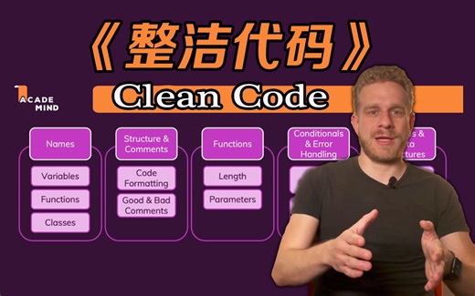 【百万好评】 Clean Code 国外技术大佬终极讲解教程，价值3W实战教学，让你的编程能力突飞猛进
