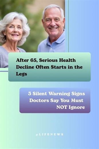 Doctors and longevity experts agree on one unsettling truth: the legs often reveal serious health decline long before the heart or brain does. After 65, changes in leg strength, circulation, and sensation are not just mobility issues — they can signal deeper problems involving the heart, blood vessels, nerves, and overall survival risk. The tragedy? Most seniors ignore these signs because they seem “normal for aging.” In this critical video, we expose 3 silent leg warning signs doctors watch clo