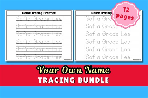 Personalized Name Tracing Worksheet, Kids Writing Practice Bundle (digital Download), Preschool, Homeschool - Etsy
