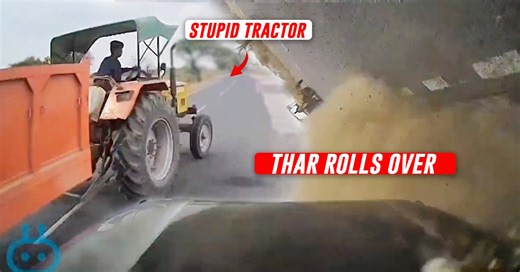 Careless Tractor Driver Makes Overtaking Mahindra Thar Flip: Live Footage