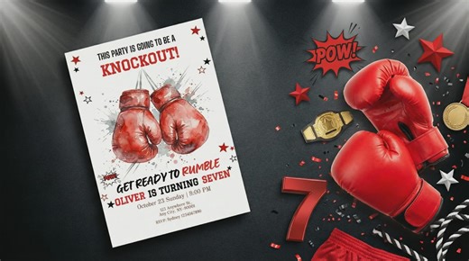 Boxing Birthday Invitation: Editable Party Template (digital Download) - Etsy