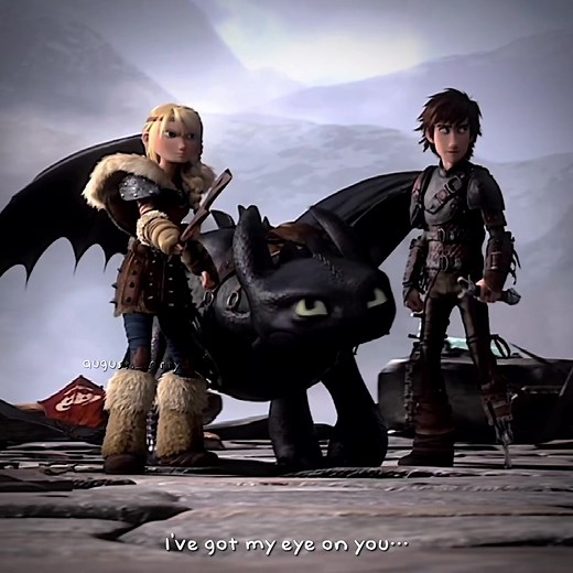 Dragon Toothless Scene with Hiccup and Astrid from HTTYD