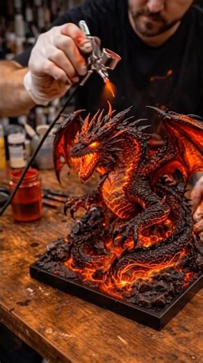 Dragon in Lava Resin 🔥🐉 #resinart #dragon #epoxyresin #artprocess #satisfying