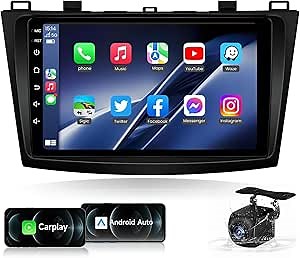 Car Stereo Radio for Mazda 3 2010 2011 2012 2013-9 Inch(1280 * 800) Touchscreen with Wireless Carplay&Android Auto GPS WiFi Bluetooth FM Backup Camera (Fit for Bose System&Online Upgrade OTA System