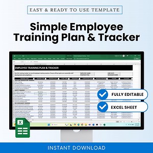 Simple Employee Training Plan & Tracker Template (MS Excel, Google Sheets) | Employee Training Program Management, Staff Training Plan - Etsy