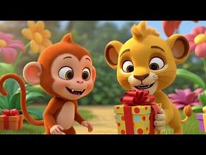 Monkey & Lion Surprise Gift 🎁🐵🦁 | Fun Kids Cartoon Animation