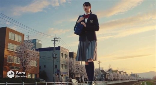 20mの身長を持つJKたちの通学風景